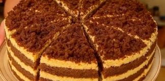 Шоколадний торт на кефірі з кремом із вареного згущеного молока — покроковий рецепт
